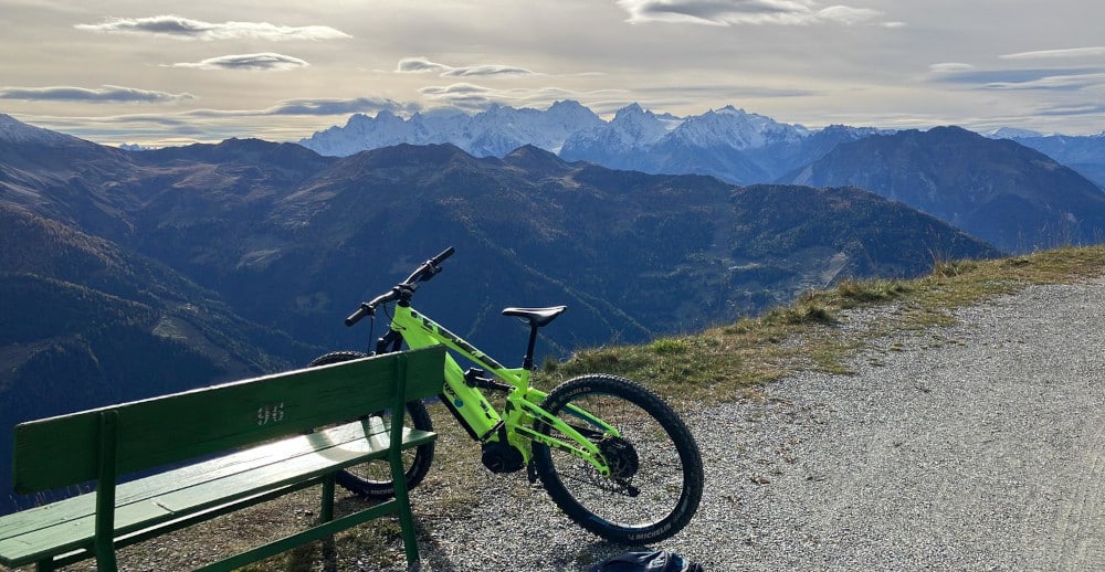 e-bike riding in the summer in the Swiss Alps