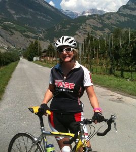 Freya getting in some road biking in Verbier