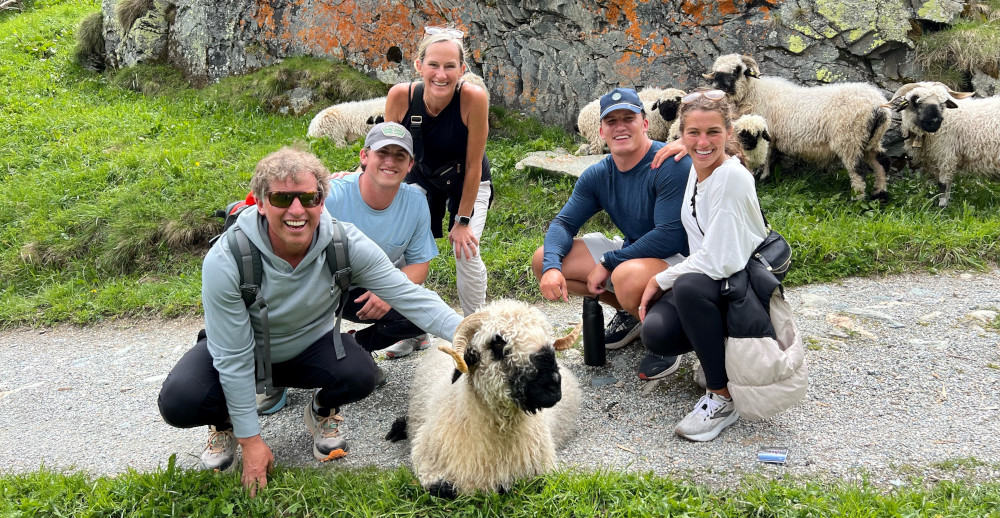 Hiking and walking in summer in the Swiss Alps