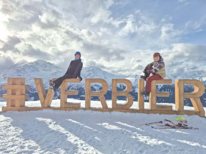 beginner skiers in Verbier